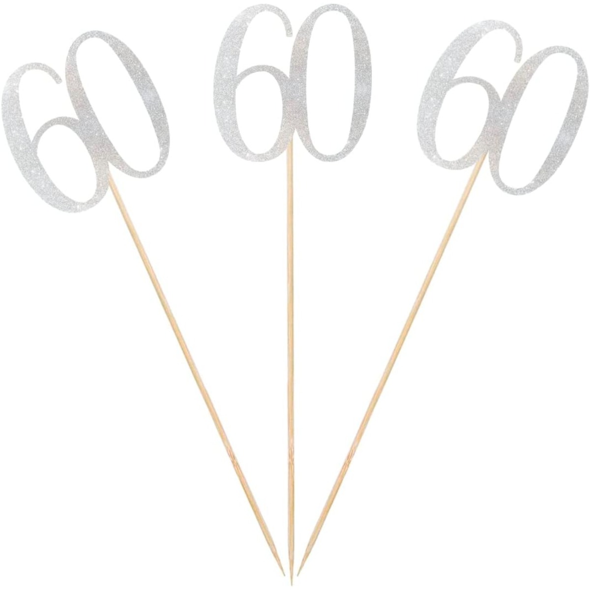 60歳のお誕生日を祝うテーブル装飾に最適な、銀色のラメ入りス - Centerpiece Stick のレビューと価格
