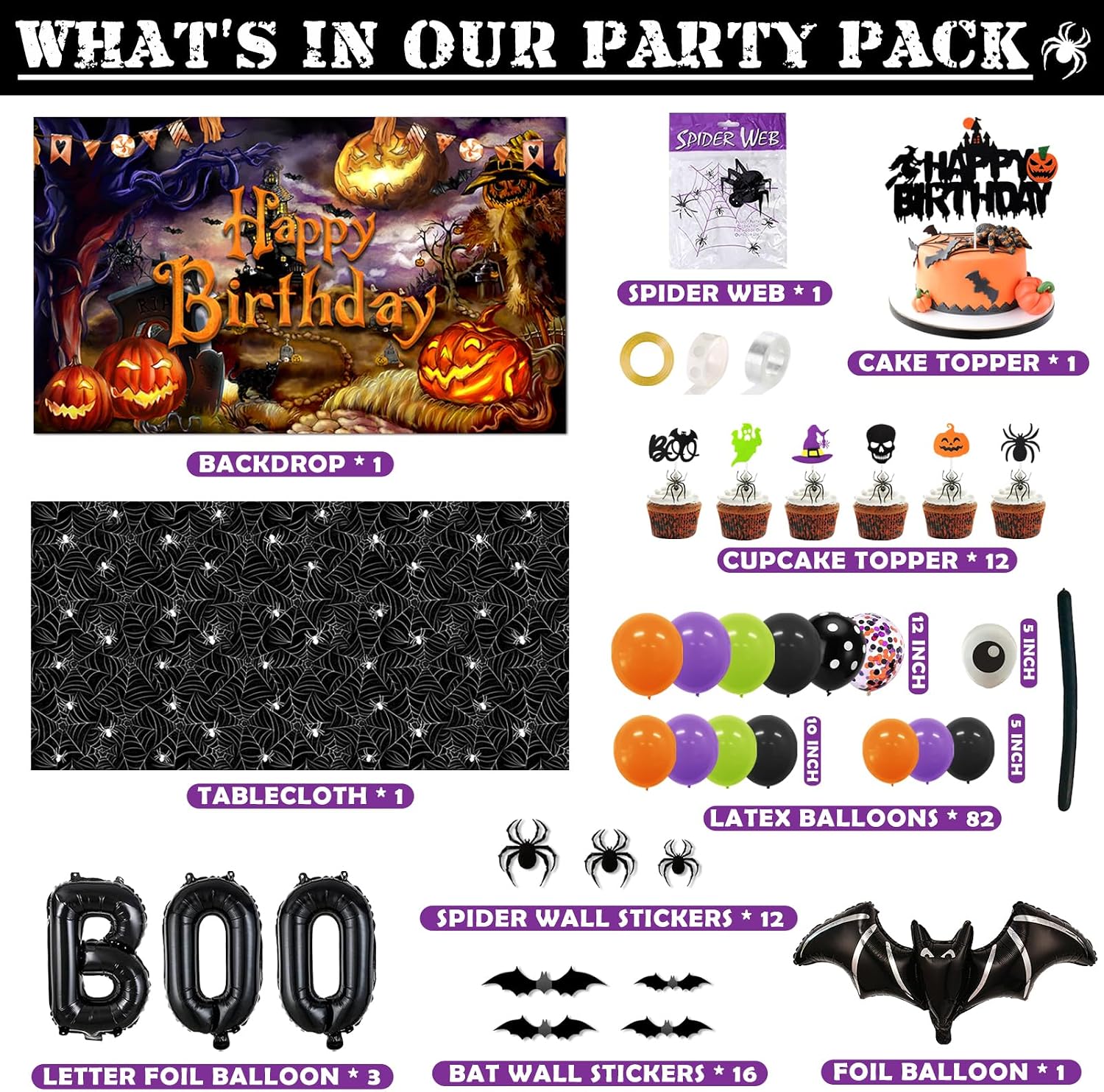 ハロウィンパーティーデコレーション 105点セット スパイダ - Balloon Arch Kit のレビューと価格