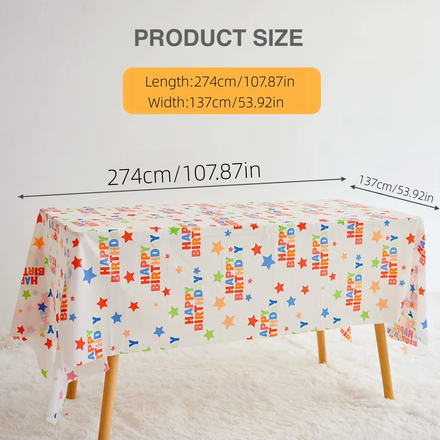 使い捨ての長方形の誕生日テーブルクロス、多色使いの「お誕生日 - Table Cloth Disposable のレビューと価格