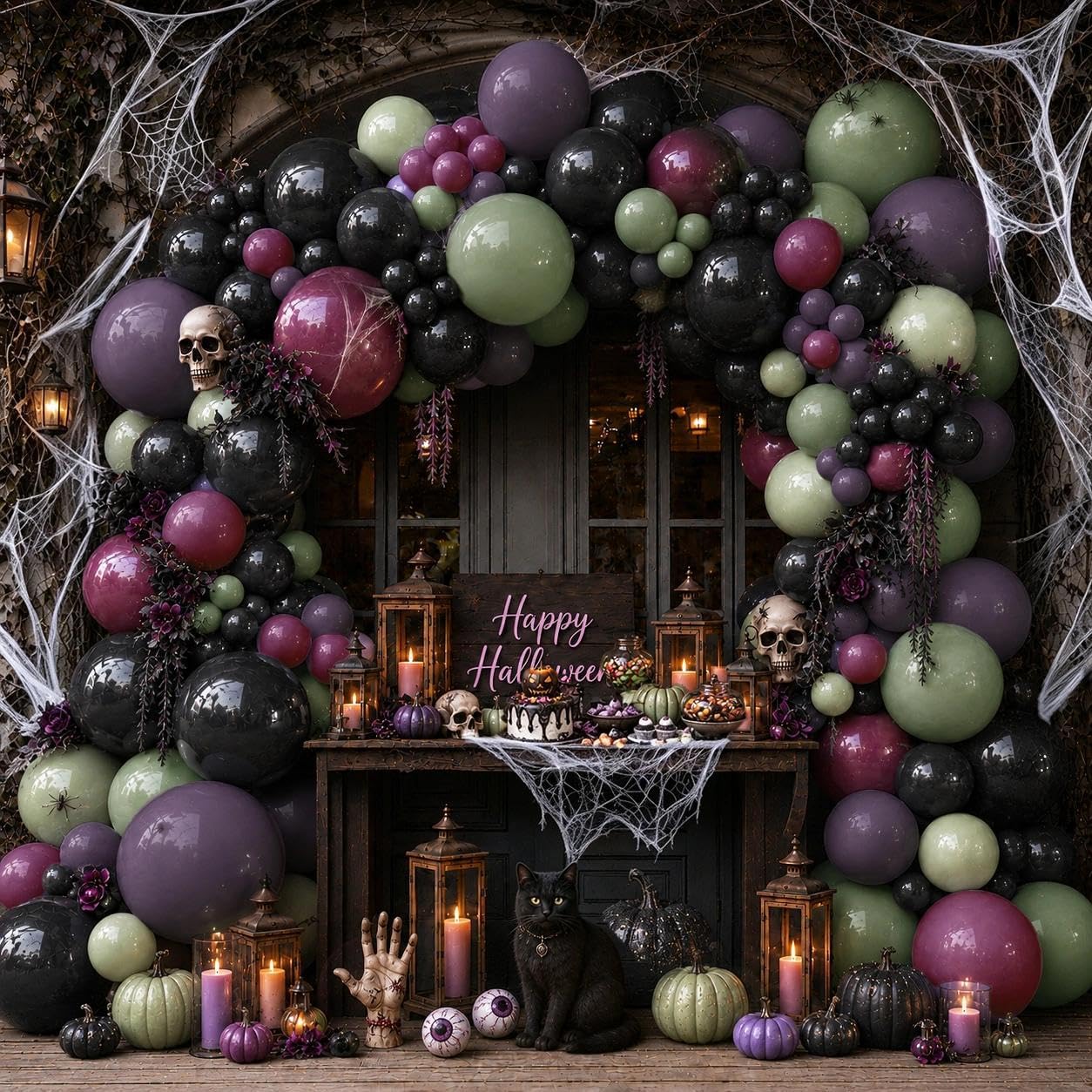 黒紫緑ハロウィン スポッキーバルーンアーチキット 100個入 - Balloon Arch Kit のレビューと価格