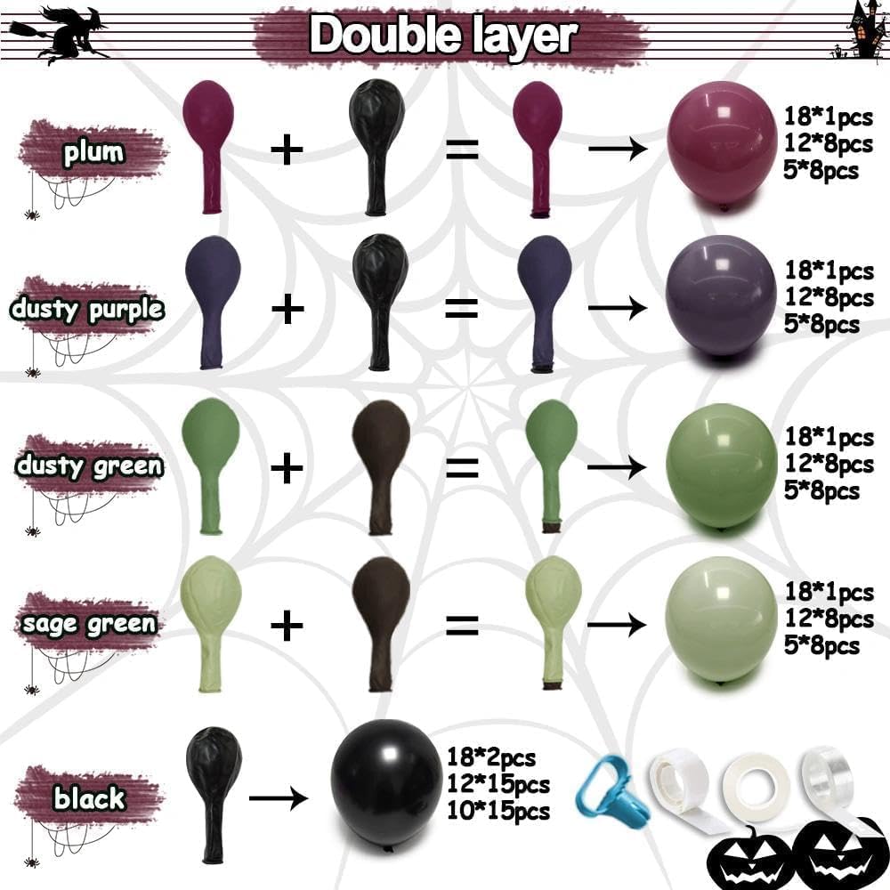 黒紫緑ハロウィン スポッキーバルーンアーチキット 100個入 - Balloon Arch Kit のレビューと価格