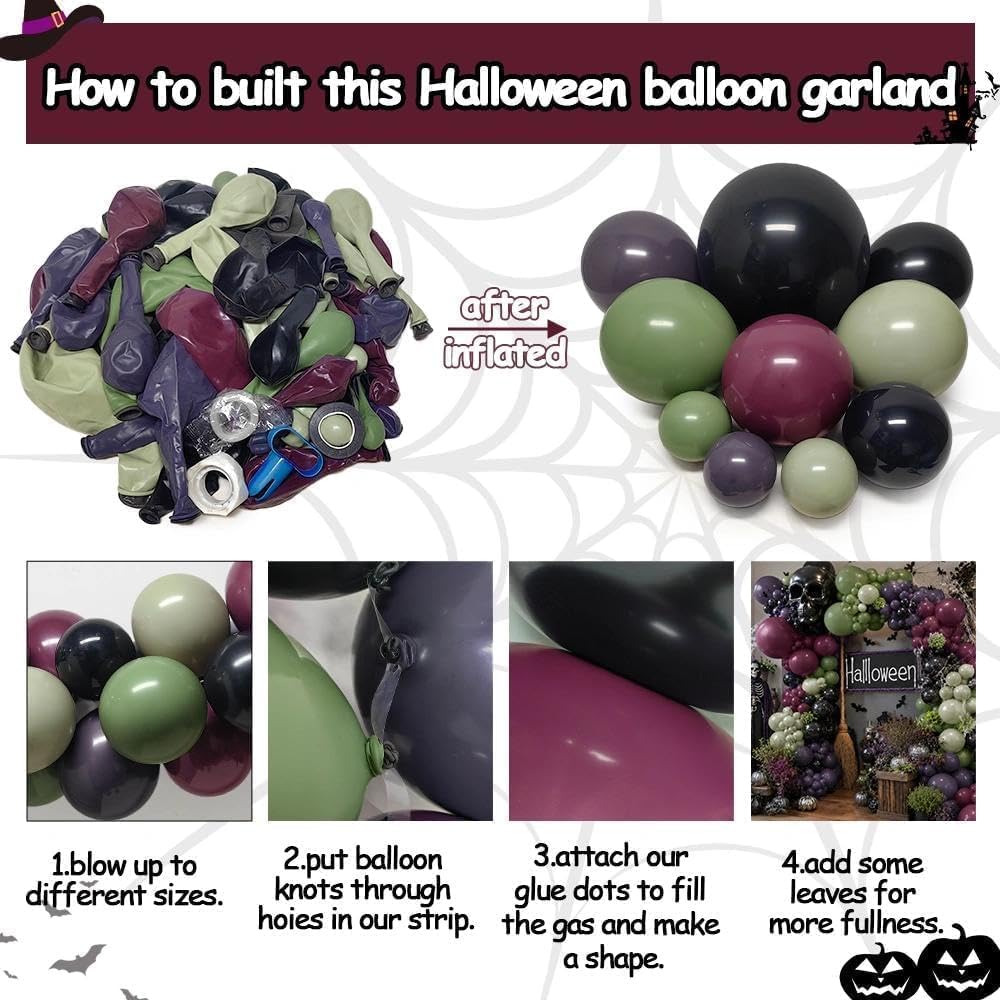黒紫緑ハロウィン スポッキーバルーンアーチキット 100個入 - Balloon Arch Kit のレビューと価格