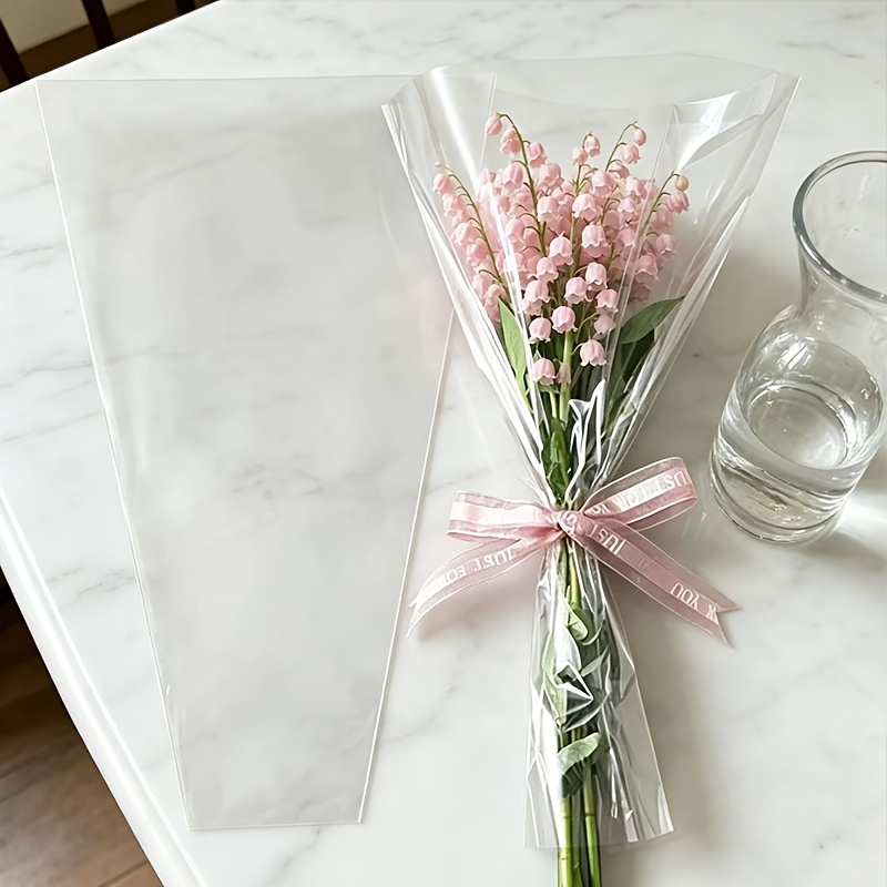 透明プラスチック製の花束用包装袋52枚セット。バラやギフトの - Event Party Shop のレビューと価格