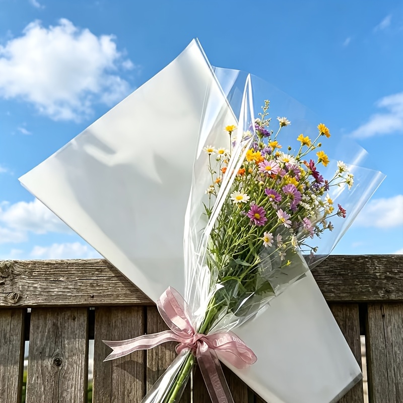 透明プラスチック製の花束用包装袋52枚セット。バラやギフトの - Event Party Shop のレビューと価格