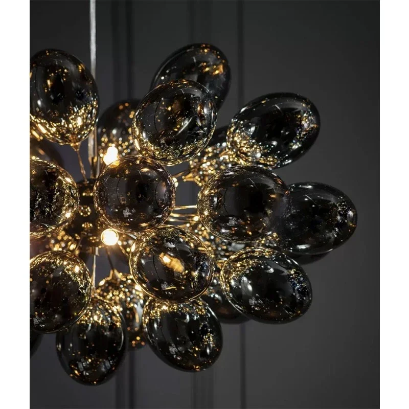 バブルシャンデリアグレーガラスペンダントランプリビングルーム - Led Balloon Light のレビューと価格