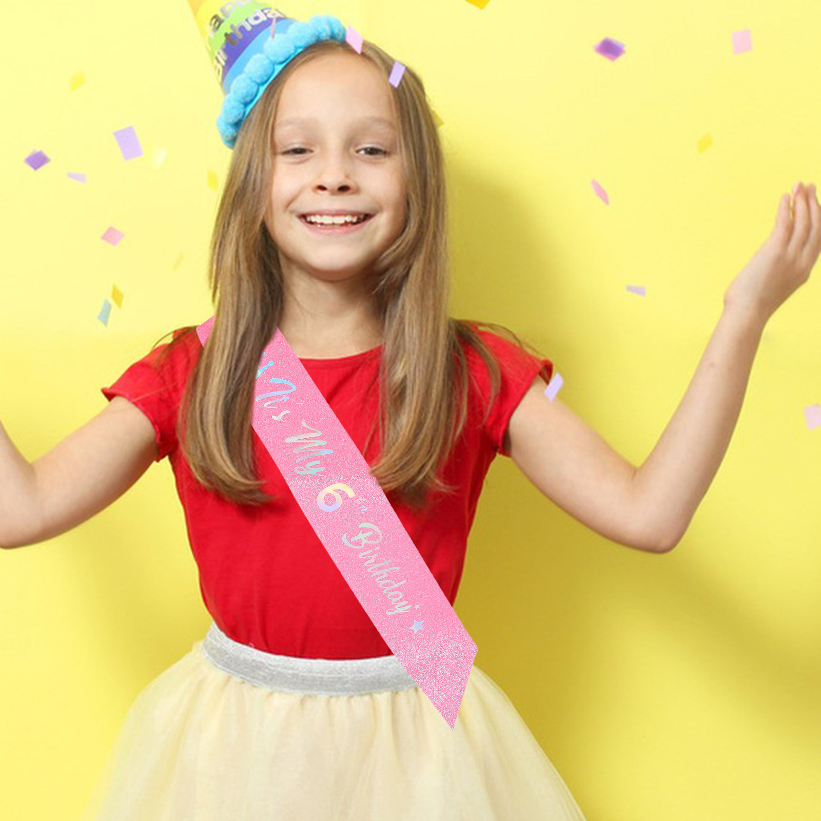 5個入り ピンクのラメ入り「お誕生日おめでとう」サッシュ。プ - Birthday Sash Glitter のレビューと価格