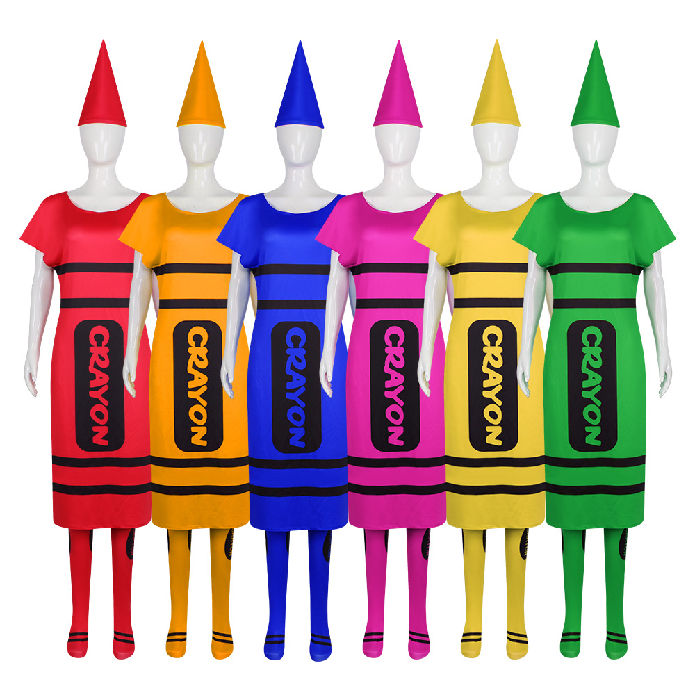 ハロウィン女性クレヨンコスプレ衣装フルセット半袖ドレスコーン - Party Hat Cone のレビューと価格