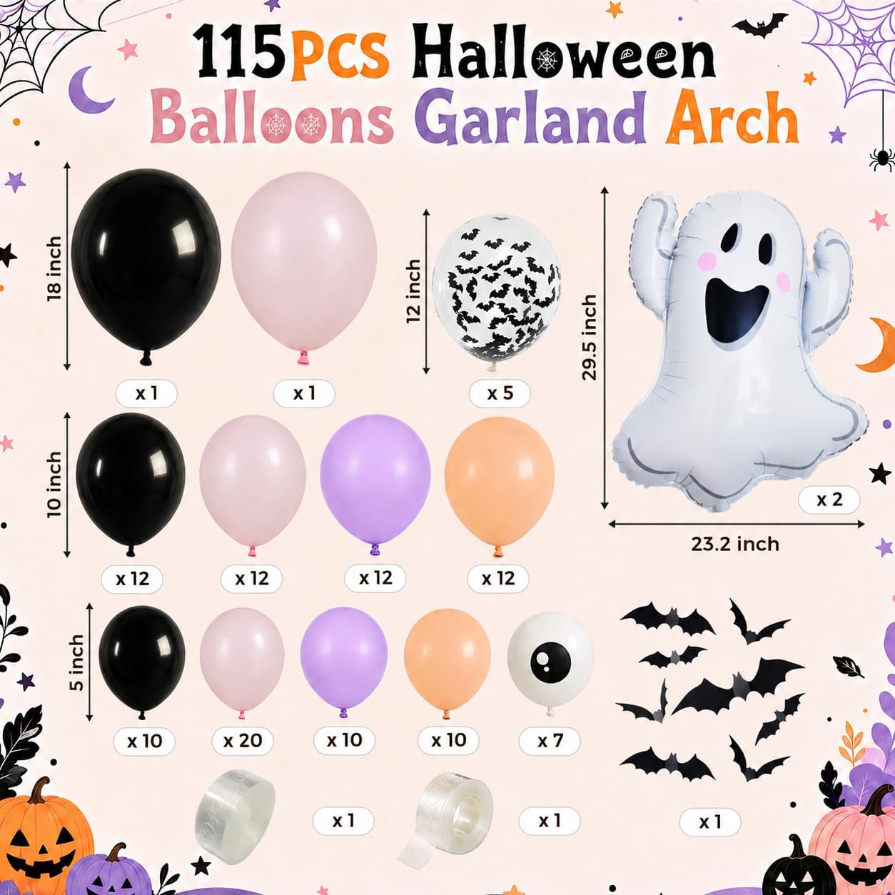 ハロウィンバルーンガーランドアーチキット（3Dコウモリステッ - Balloon Arch Kit のレビューと価格