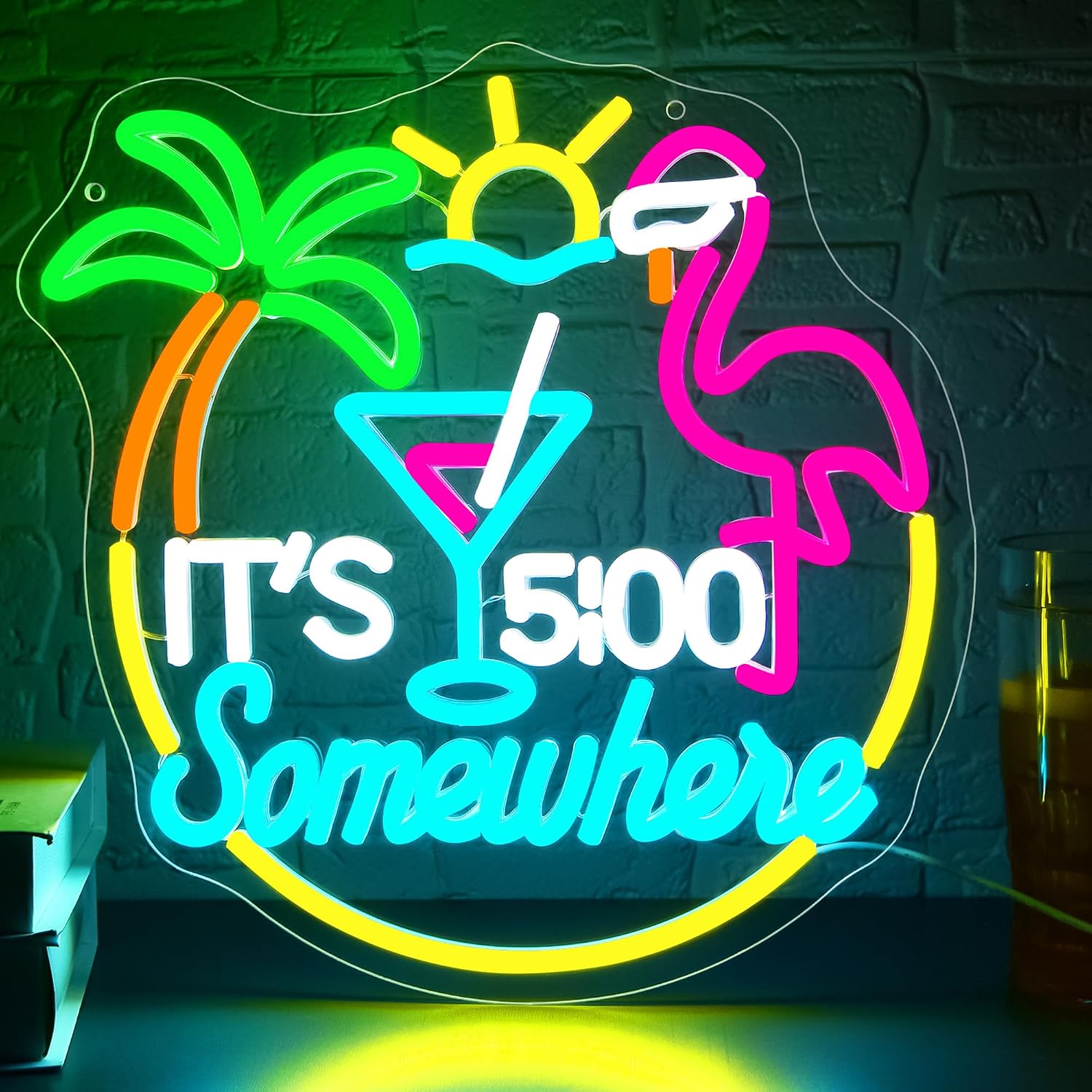 ティキバーパロットパームツリーネオンサインビジネスアートウォ - Neon Sign Party のレビューと価格