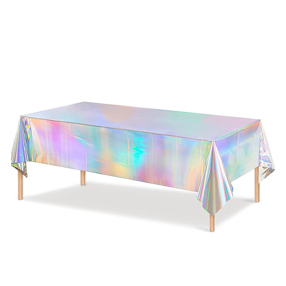 ホログラフィックパーティーテーブルクロス使い捨てプラスチック - Table Cloth Disposable のレビューと価格