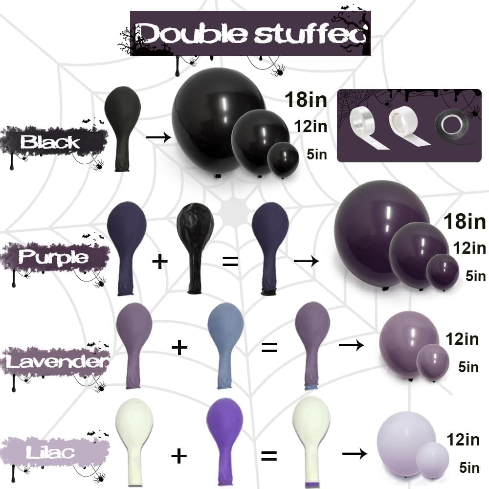 黒紫のバルーンアーチキット、ダブルスタッフのダークパープルと - Balloon Arch Kit のレビューと価格
