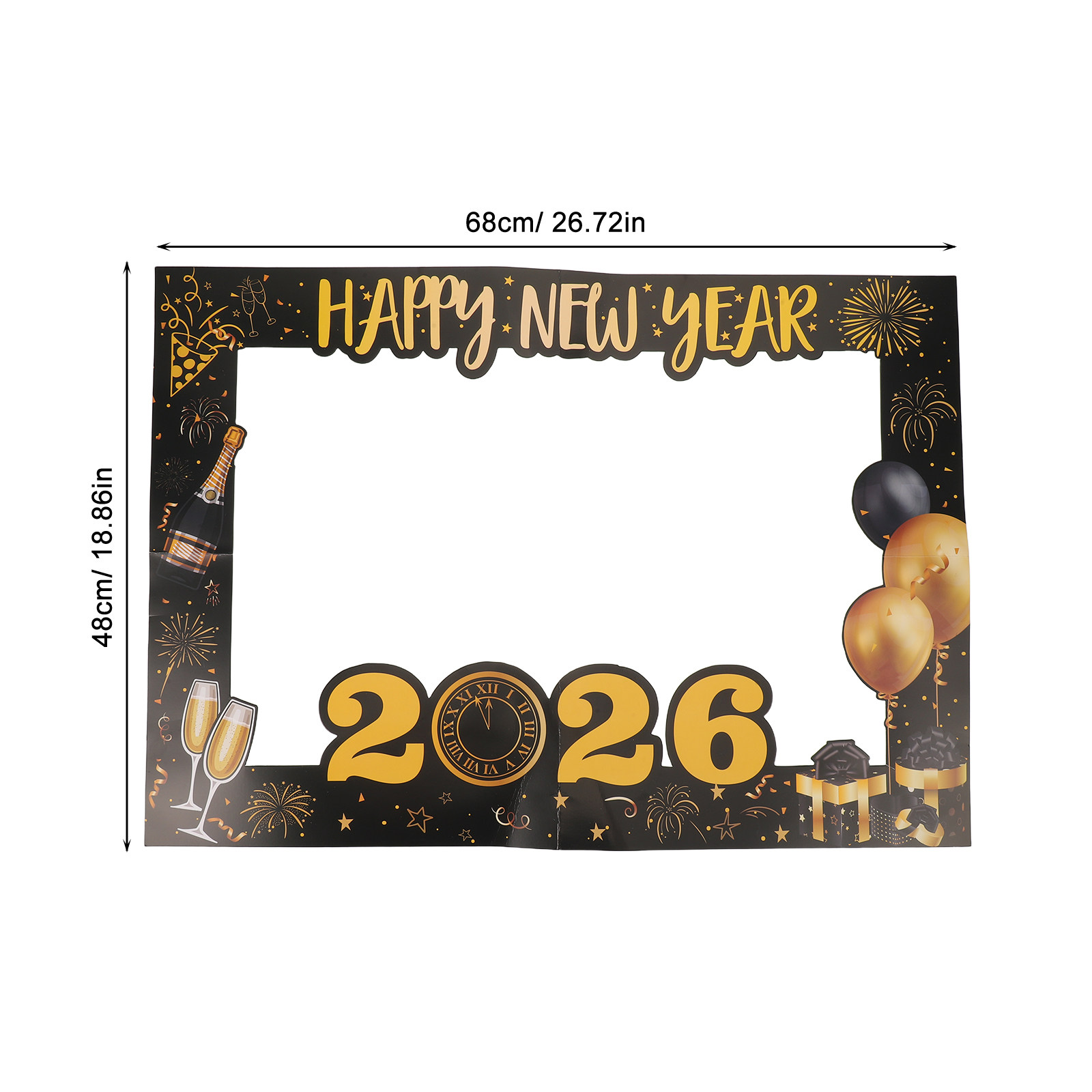 大型2026年新年フォトブースフレーム、段ボール製、自撮り用 - Photo Booth Frame のレビューと価格